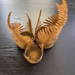 Gold Fern Leaf Tea light Candle Holders