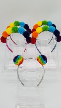 Pride Pompom Rainbow Headband