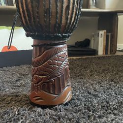 JIVE Djembe Drum - Hand-Carved Mahogany w/ Dragon Design (16”)