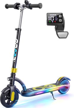 Kids Electric Scooter – 180W, Up to 10 MPH, LED Lights, Gold