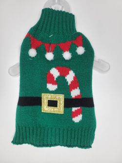 X-Small Green Santa Puppy Sweater 