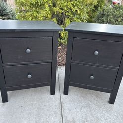 Black Solid Wood Hemnes Dresser Chest of Drawers Nightstand Set Good Condition