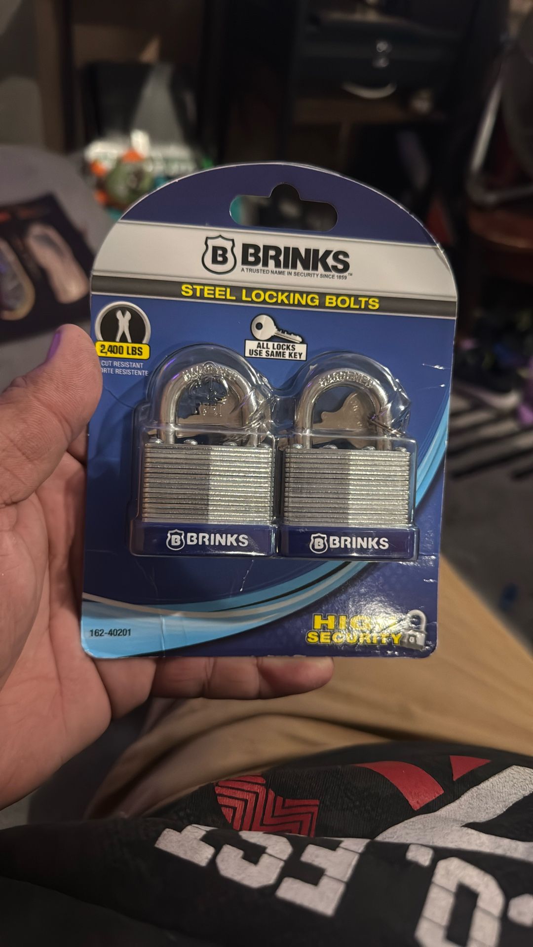 Brinks Laminated Steel 40mm Keyed Padlock with 7/8in Shackle, 2 pack