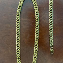 Gold Plated Chain & Bracelet ( Cuban Link )
