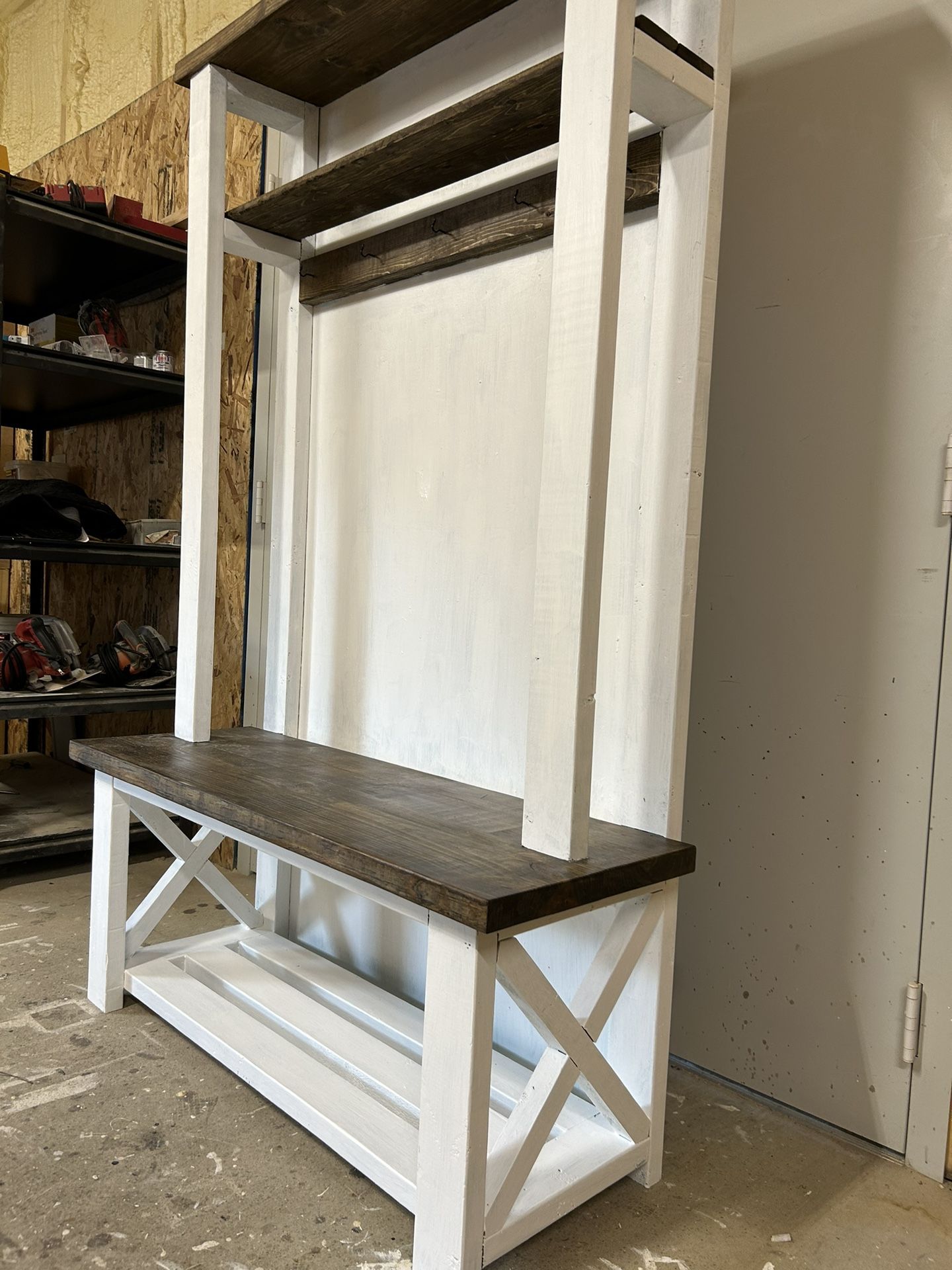 Farmhouse Hall Tree w bench