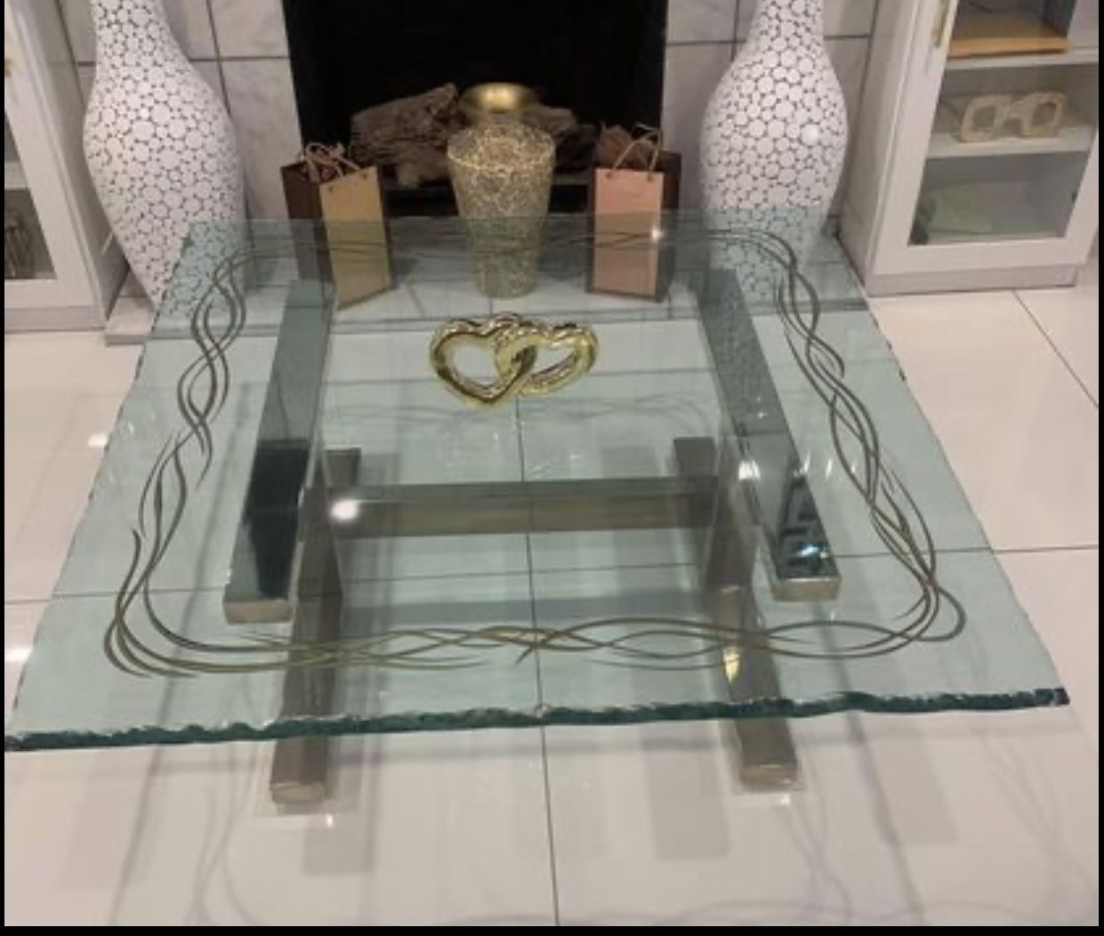 Williams and Sonoma Hand Crafted Glass Coffee Table