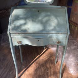 Vintage Desk Armoire Wood Wooden Cabinet Antique