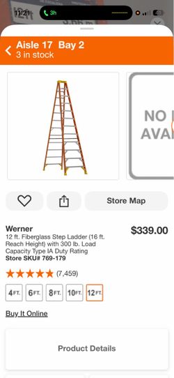 Werner 12 ft  and 10 ft Fiberglass Step Ladder