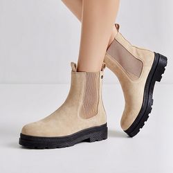 Scotch & Soda Aubri Beige Black Women’s Suede Platform Boots Sz 8.5 (39)