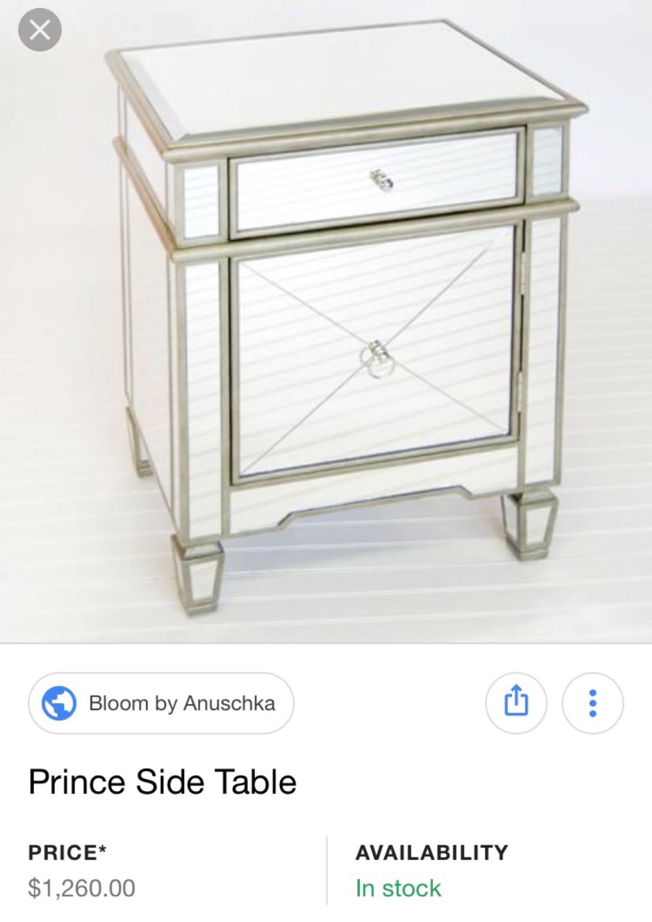 2 Mirrored Bed Side Tables