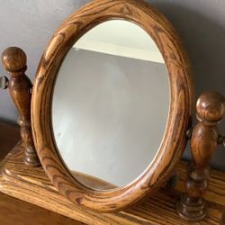 Oak Tabletop Mirror. 