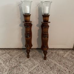 2 Sconces With Angel Votive Holders.