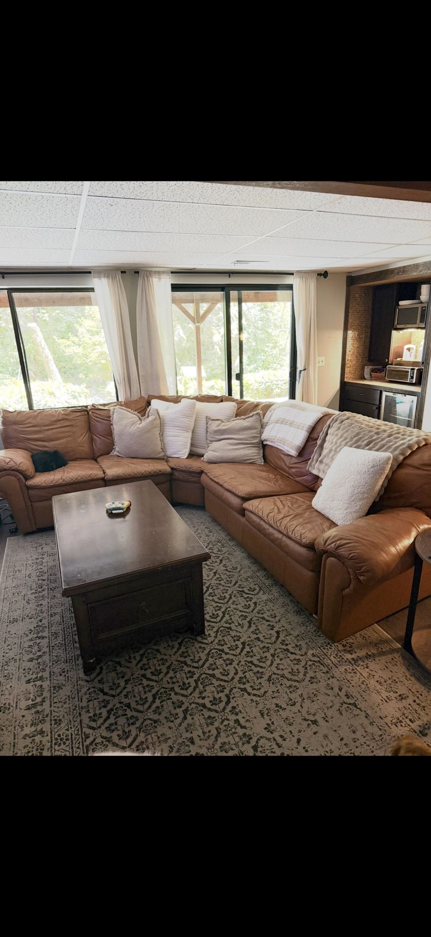 Leather Sleeper Sectional With Pull Out Couch 