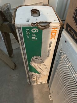 20 ft. x 100 ft. clear 6 mil plastic sheeting from Home Depot