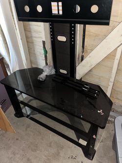 Black Glass TV Stand with Mount
