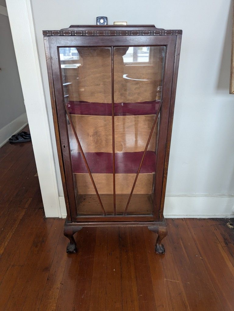 Vintage Drinks Cabinet Glass Dry Bar Antique Art Deco Mahogany Display Case