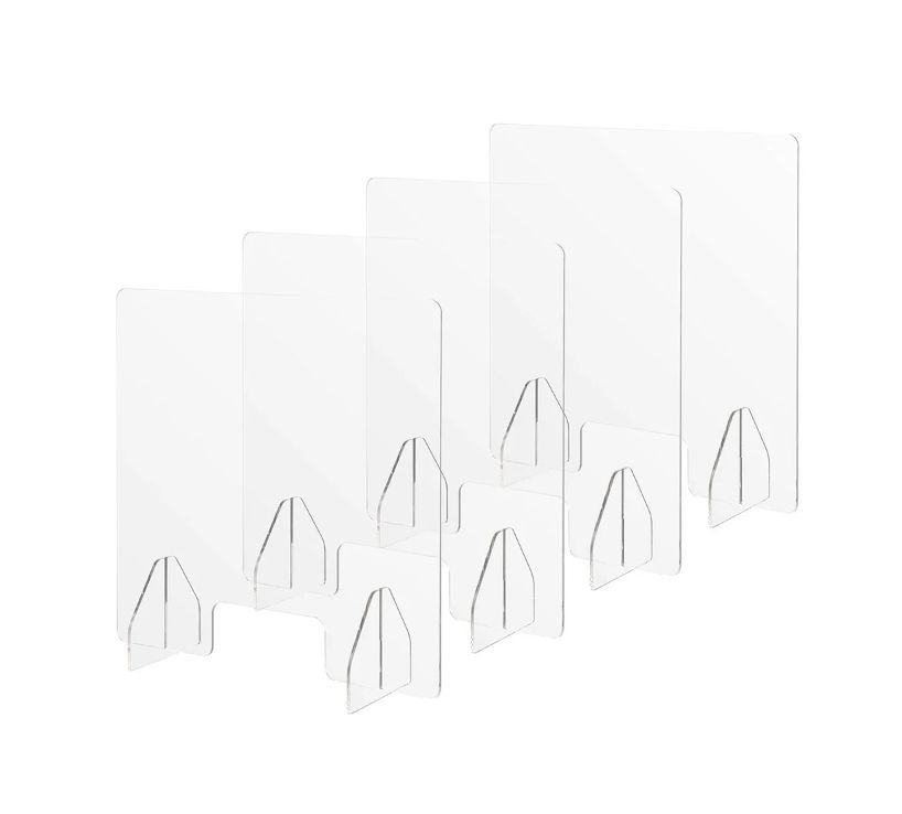 Sneeze Guards with Window Acrylic Desk Partitions 24x24" 4-Pack - Business Equipment - Halloween Sale
