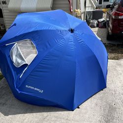 X Large SUPER BRELLA Sun Shade. With Windows On Sides. 