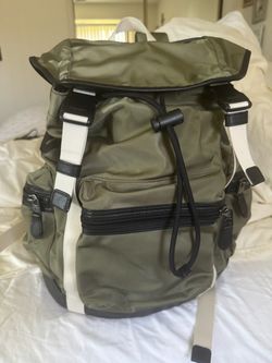 Coach Green Nylon and Leather Backpack