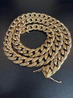 Authenticity Guarantee Real 10k Yellow Gold Cuban Link Solid Necklace 13mm 28”10KT Real Gold