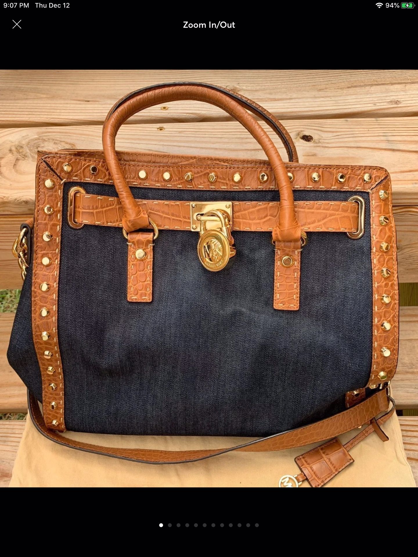 Michael Kors - Navy blue Denim/honey Tan Leather Strap