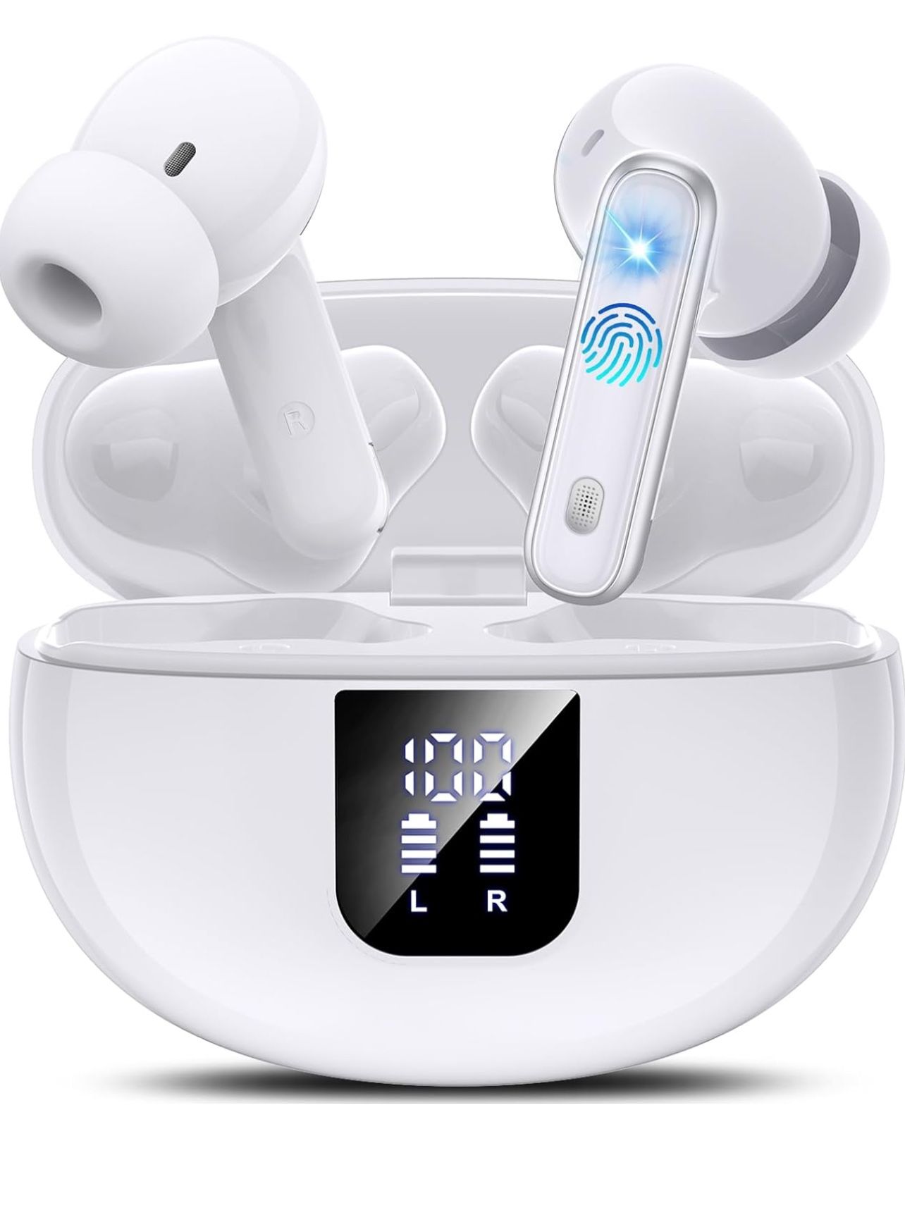 Brandnew Wireless Earbuds Bluetooth 5.4 Earphones in Ear with Dual Noise Cancelling Mic, Transparency Mode Ear Buds Deep Bass Stereo Sound, 36H Playti