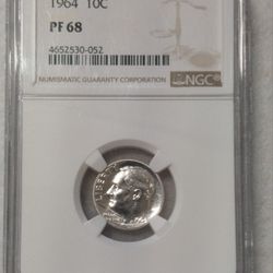 NGC Certified 1964 10c PF68 Roosevelt Dime 
