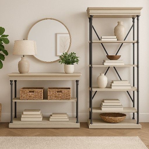 Industrial Farmhouse Console And Bookcase