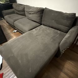 FREE DARK BROWN SOFA, R CHAISE AND CHAIR