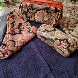 3 Pc Cosmetic Bag, Scarf And Eye Case