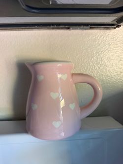Pink Small Ceramic Pitcher with Heart Pattern
