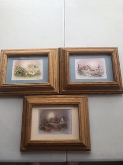 3 Wooden Framed Paintings 