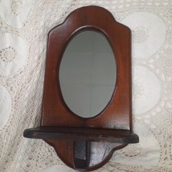 Wood Shelf With Mirror