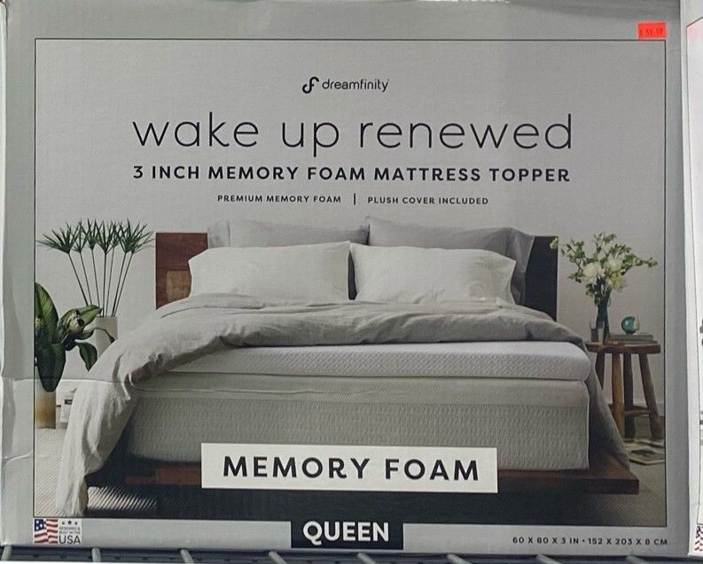 Dreamfinity Wake Up Renewed 3" Memory Foam Mattress Topper Queen Size