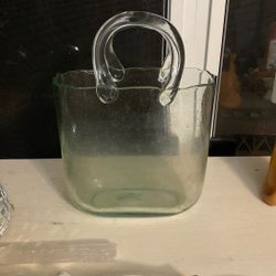 Glass Purse Flower Vase Clear