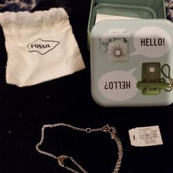 Fossil New Bracelet,  Pouch And Metal Tin