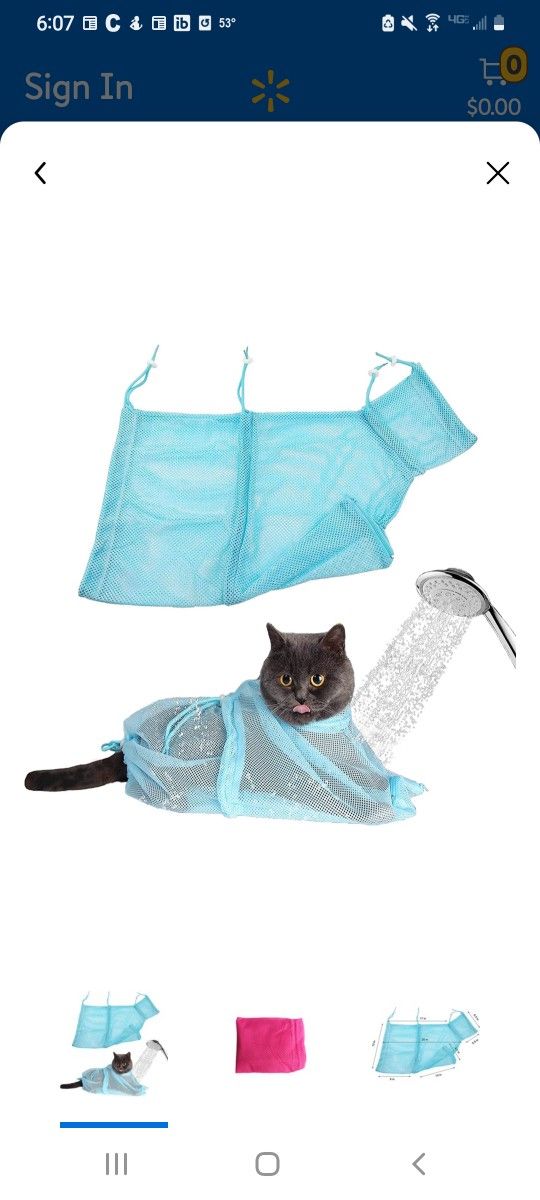 NEW> CAT BATHBAG. FOR EASY BATHING OF A CAT, PINK