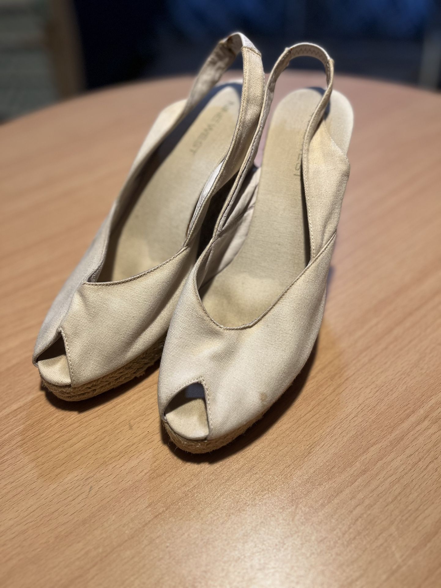 Women’s Nine West White Slingback Wedged Espadrille, Size: 10