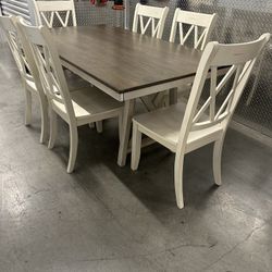 Farmhouse Dinning Table 6 Chairs