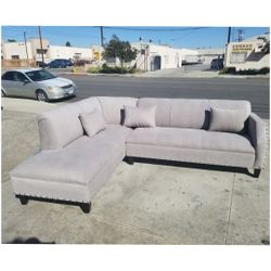 BRAND NEW 7x9ft SECTIONAL CHAISE light grey fabric.  CUSTOM made available