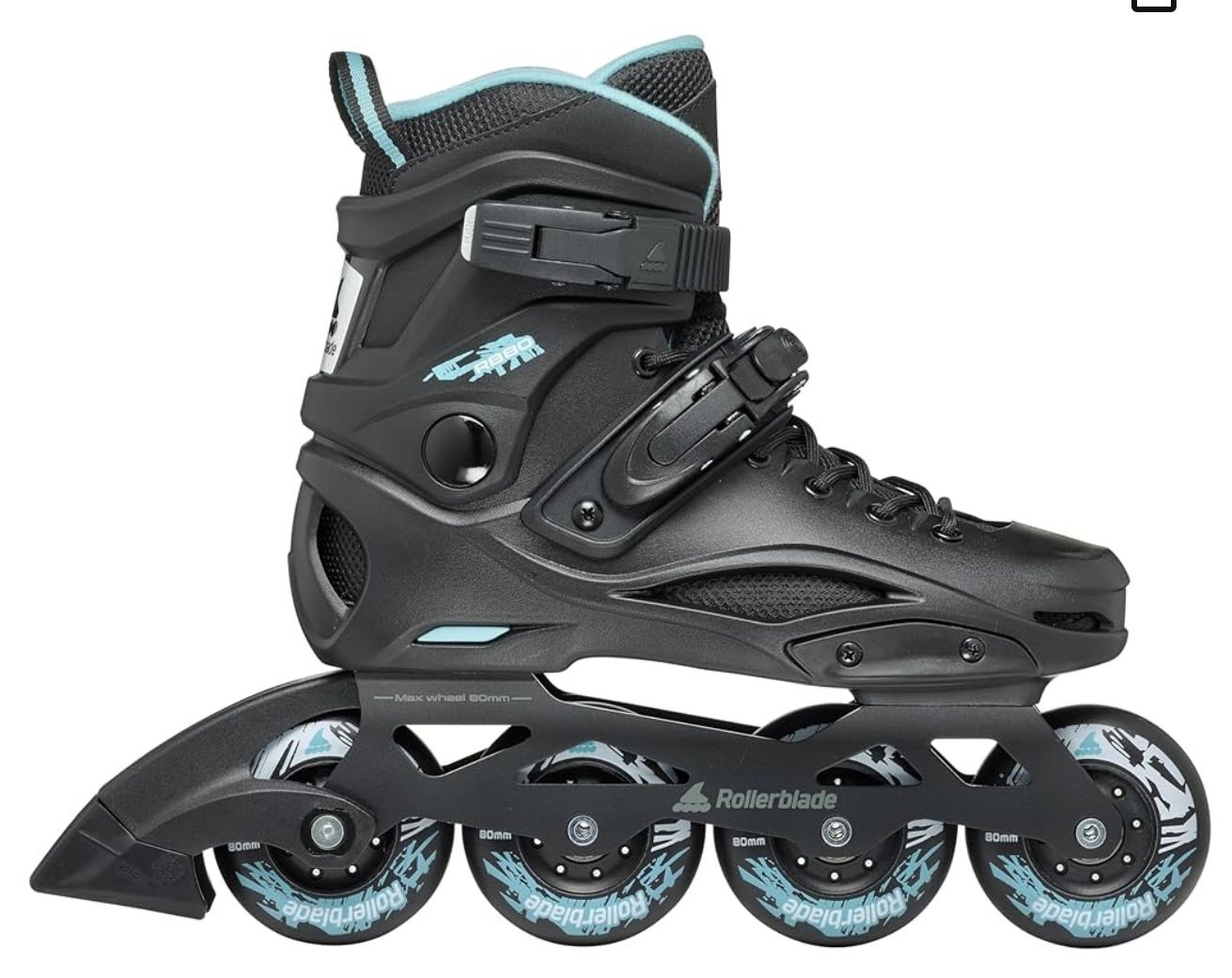 Rollerblade RB 80 Women's Urban Inline Skate, Black and Light Blue