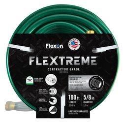 Flexon Flextreme Hose, Contractor Grade, Green, 5/8" x 100'