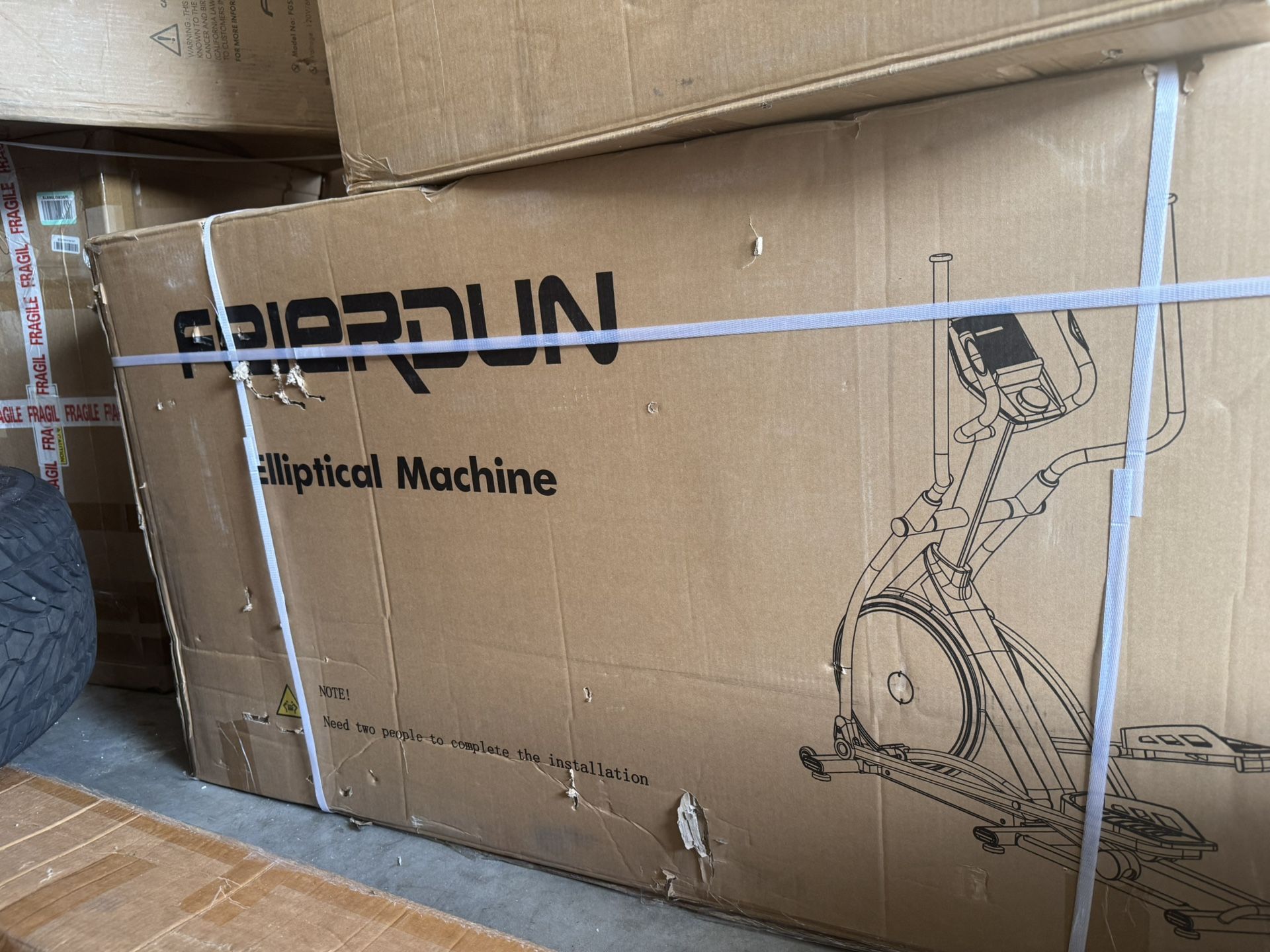 FEIERDUN Elliptical Machine, Cross Trainer for Home Use with Hyper-Quiet Electromagnetic Front Driving System, 32 Resistance Levels, 20IN Stride, 400L