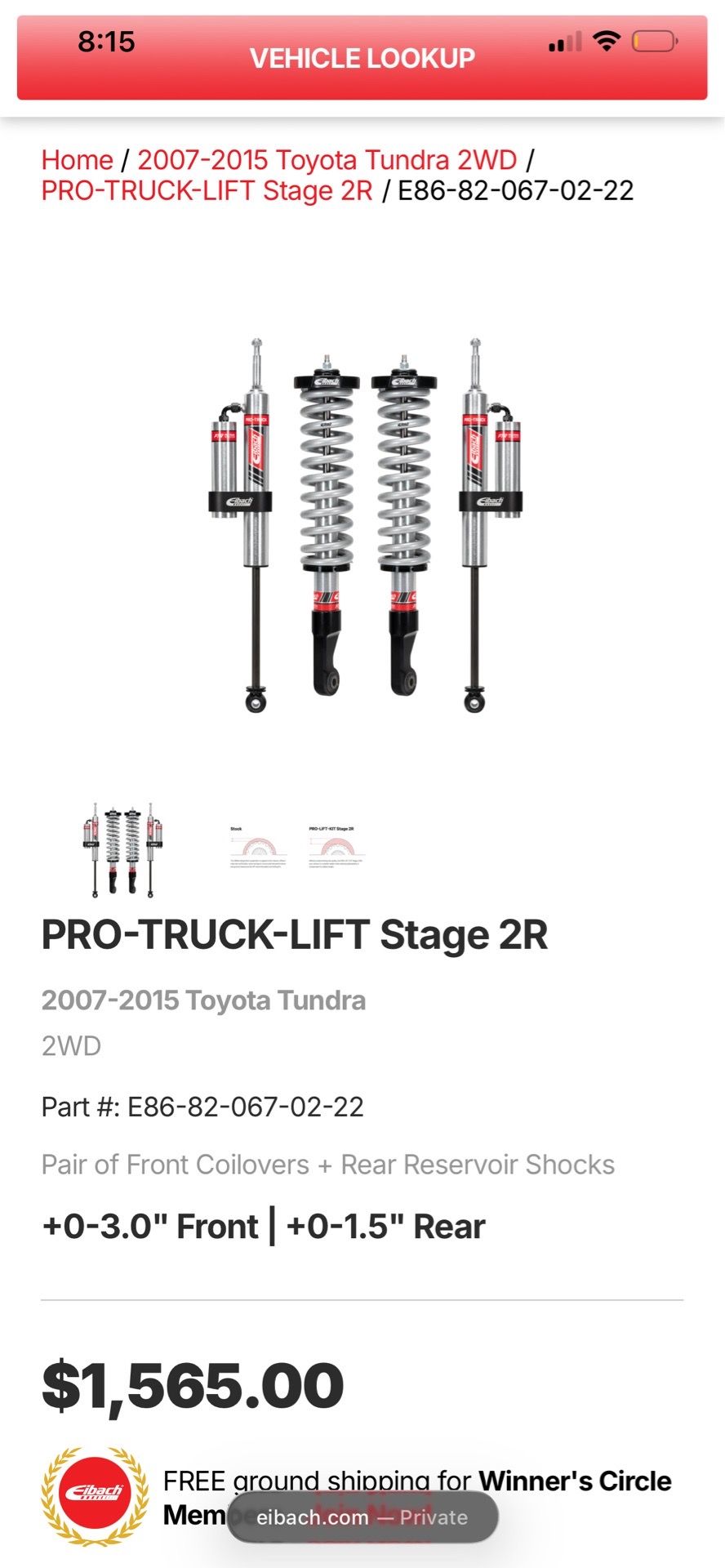 Toyota tundra eibach suspension kit