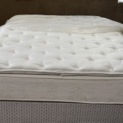 USED QUEEN SIZE PILLOWTOP MATTRESS WITH BOX SPRING DELIVERY 🚚 AVAILABLE 