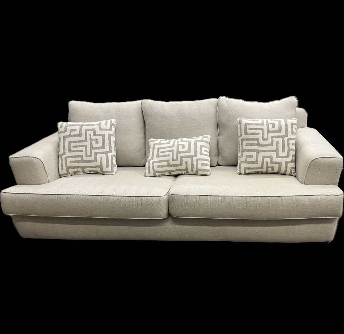 Oversized Off White Marisa Chenille Sofa. Super Light Beige Couch. 