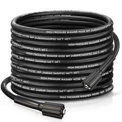 New 50FT Steel Wire Braided Washer Hose – Kink-Resistant, 248Bar / 3600 PSI, Burst-Resistant Replacement Hose with M22 Fittings – Compatible with Ryob