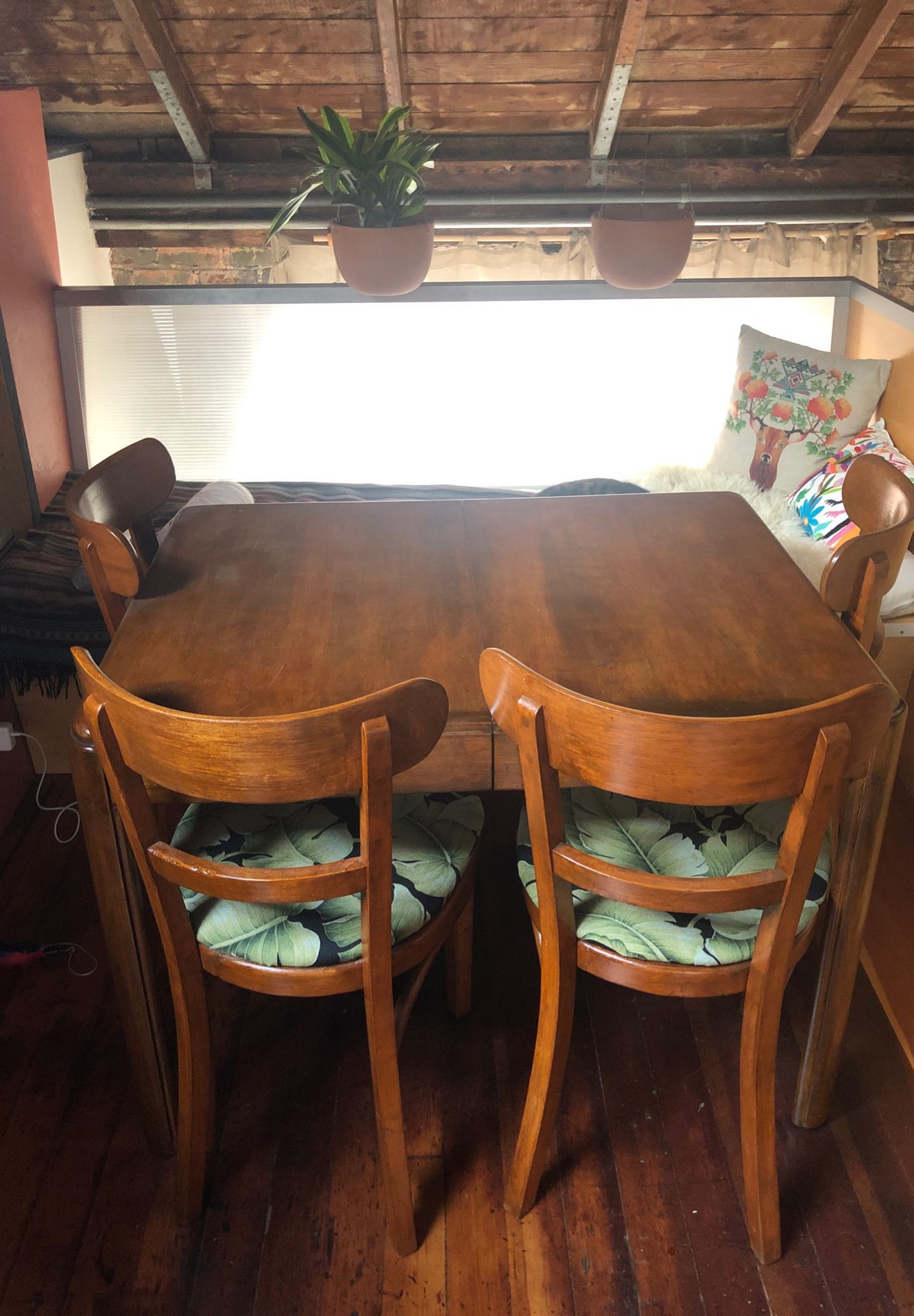 antique dining table + chairs circa 1945