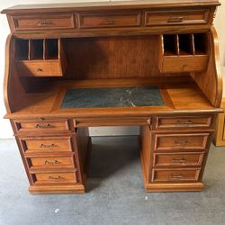 Teak Roll Top Desk 