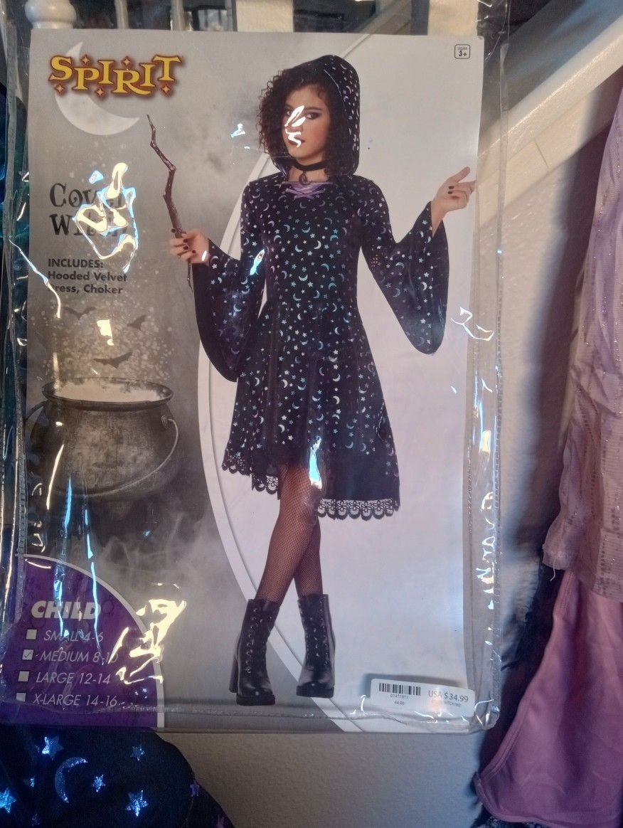 Girl's Witch Costume. Size 8-10. Medium.